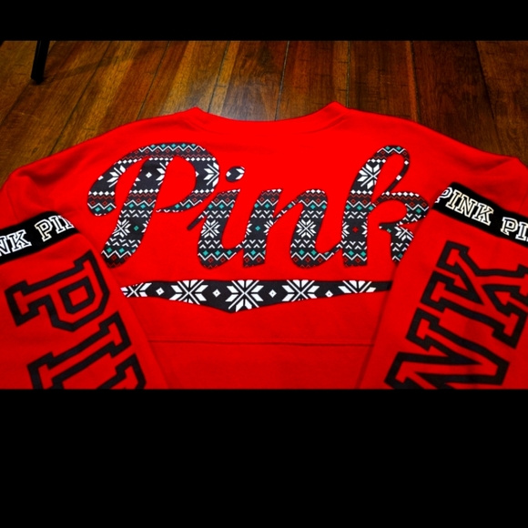 PINK Victoria's Secret Red Sweater with Black and White Accents - Picture 2 of 7